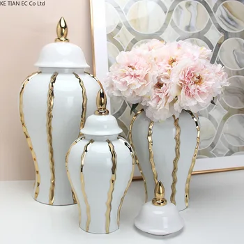 Керамическая ваза в европейском стиле, гальваническая позолота, банка имбиря, ТВ-шкаф, украшения для дома на крыльце.