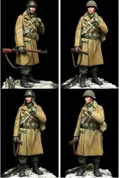 Американские солдаты Второй мировой войны в масштабе 1/16 зимой Комплект моделей из неокрашенной смолы, миниатюры, фигурки, Бесплатная доставка