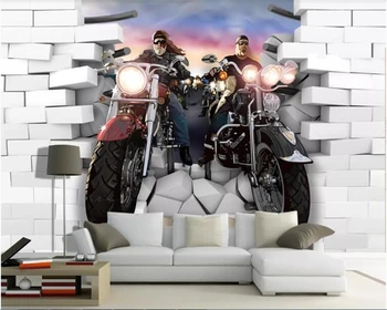 beibehang 3d обои ТВ фон обои украшение дома ретро тренд мотоцикл мотоцикл бар KTV фон фрески