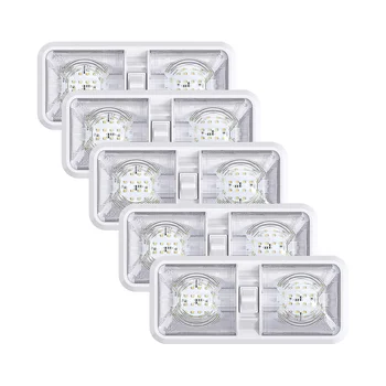 Внутреннее освещение RV 640 люмен, светодиодный потолочный двухкупольный светильник RV с выключателем для автомобиля / RV / трейлера / кемпера / лодки, 48 светодиодов в 5 упаковках