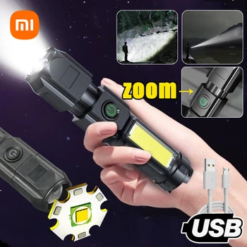 XIAOMI MINI Flashlights Мощный Светодиодный Фонарик С Телескопическим Зумом, Мощный USB-Прожектор Для Зарядки, Дальнобойный Прожектор Для Кемпинга