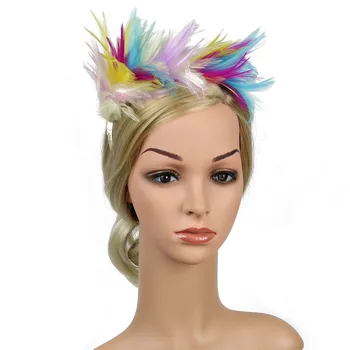 Повязка на голову с перьями для женщин; Красочные Аксессуары для волос для свадебной вечеринки; Элегантный обруч для волос в винтажном стиле; Аксессуары для волос
