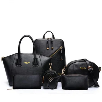 Кожаные сумки, комплект из 6 предметов, женская офисная композитная женская сумка через плечо, роскошный дизайнерский кошелек, сумочка