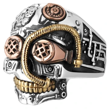 Кольца с черепом SECRET BOY в стиле стимпанк для мужчин и женщин, байкерские украшения, крутое кольцо с сахарным черепом готического золотого цвета
