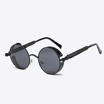 Металлические Солнцезащитные очки в стиле Стимпанк Для мужчин И женщин, Модные Круглые Очки, Брендовые Дизайнерские Винтажные Очки высокого Качества Oculos de sol