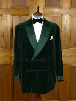 Костюм Homme Зеленый бархатный мужской костюм смокинг для курения Приталенный смокинг на заказ блейзер для жениха Terno Masculino Только один пиджак