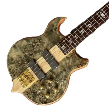 Электрогитара Lvybest Custom Burst Maple Top 4 5 6 Струнный Гриф бас-гитары Через Корпус По Индивидуальному Заказу Alembi Electric Bass
