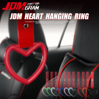 Автомобильное подвесное кольцо JDM в виде сердца, украшение из ПВХ, Универсальная подвеска Tsurikawa, Ручка для крыши, подвеска для дрифта, Предупреждение о бампере, Автоаксессуары