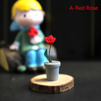 Кукольный домик 1:12, миниатюрное растение в горшке, Роза, цветочный горшок, Бонсай, Декор для домашнего сада