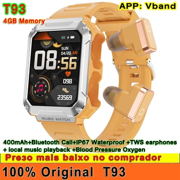 Оригинальные Смарт-Часы T93 Для Мужчин И Женщин, Гарнитура TWS, 4 ГБ Памяти, Беспроводной Вызов Bluetooth, Спортивные Наушники С Локальной Музыкой, Siri Smartwatch