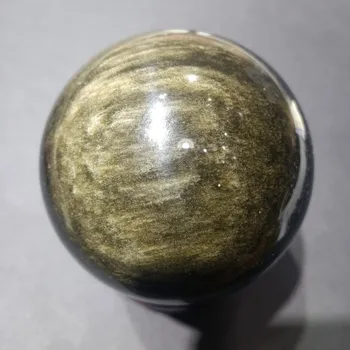 DHXYZB 50-75 мм природа Обсидиановая сфера кристалл кварца золотой шар Ким Ю Шек рейки целебные камни Подарок деревянная основа домашнего Декора