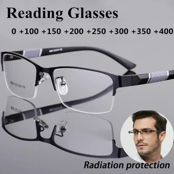 Мужские очки для чтения в стиле ретро Деловые очки для дальнозоркости с защитой от синего света Очки для чтения от 0 + 1,0 до + 4,0 Очки