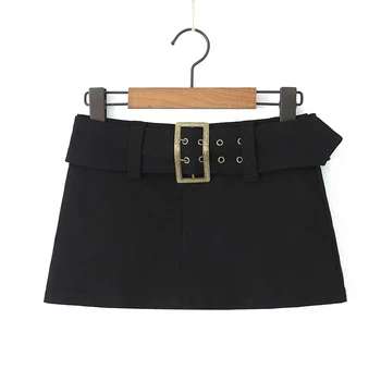 YENKYE 2023 Женская винтажная мини-юбка в стиле сафари с поясом, сексуальные женские юбки-карго Y2K с низкой талией