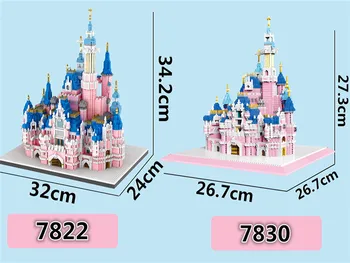 Мультяшная модель Mirco размером 6300Р, Маленькие кирпичи, Розовый замок, Кирпичи для сборки, Фигурки для аукциона brinquedos, Детские подарки, Игрушки для детей