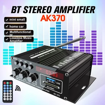AK370 12V Мини-Аудио Усилитель Мощности Bluetooth Цифровой Аудиоприемник Усилитель USB Слот Для Карт Памяти MP3-Плеер FM-Радио ЖК-Дисплей