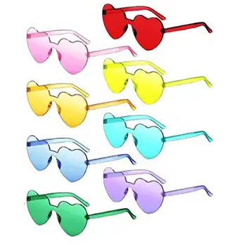 Милые солнцезащитные очки в форме сердца Женская Корейская версия Солнцезащитных очков без металлической оправы для девочек-путешественников Винтажные солнцезащитные очки без оправы UV400