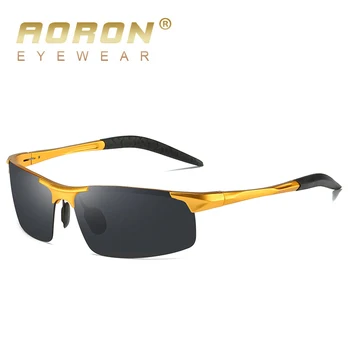 Спортивные поляризованные солнцезащитные очки AORON Классические Роскошные Солнцезащитные очки в алюминиевой оправе Мужские Солнцезащитные очки UV400 Зеркальные Очки