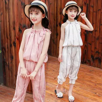 2023 Новый детский костюм для девочек Корейская версия модного крутого жилета, милый комплект из двух предметов, модная детская студенческая одежда большого размера
