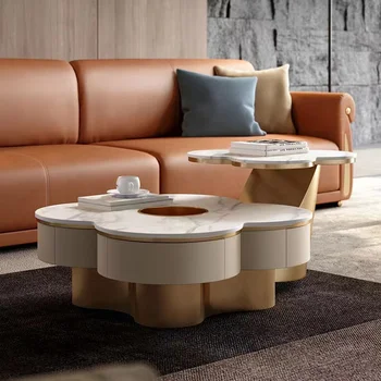 Легкий итальянский стиль, экстравагантный журнальный столик rockboard, круглый чайный столик для гостиной, современный простой стиль дизайна