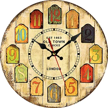 Старинные настенные часы для украшения гостиной, европейские простые деревянные настенные часы современного дизайна, 12 дюймов