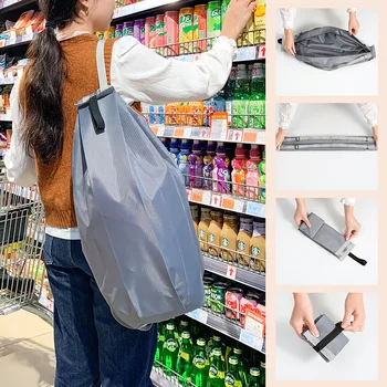 Портативная складная сумка для покупок, пригодная для вторичной переработки в супермаркете, сумки для покупок большой емкости, водонепроницаемая сумка для покупок из ткани Оксфорд через плечо