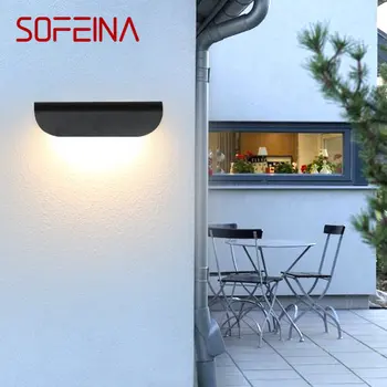 Современные настенные светильники SOFEINA В простом черном стиле, водонепроницаемые светодиодные бра IP65 для наружных и внутренних балконных лестниц