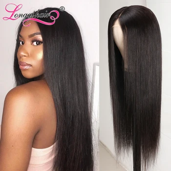 Longqi Hair 4x4 Кружевной парик 150% плотности, Малазийский кружевной парик из прямых волос, 14-26 дюймов, прямые парики из человеческих волос Remy.