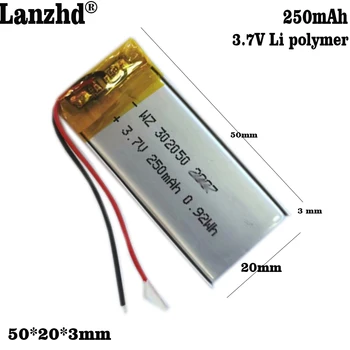1-10 шт. 302050 3,7 В 250 мАч Литий-Полимерный Li-po литий-ионный Аккумулятор Для Интеллектуальных носимых светодиодных световых сигналов Mp3 MP4 продуктов