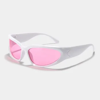 Солнцезащитные очки в большой оправе Y2k Future Style Серебряные Солнцезащитные очки Женские Ins Technology Sense В толстой оправе, индивидуальные очки