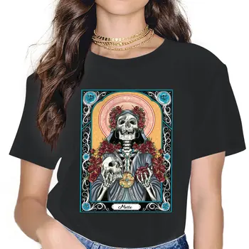 Santa Muerte Cool Sweet Girls Женская футболка Mexico Skull 5XL, блузки Harajuku, повседневные винтажные топы оверсайз с коротким рукавом,