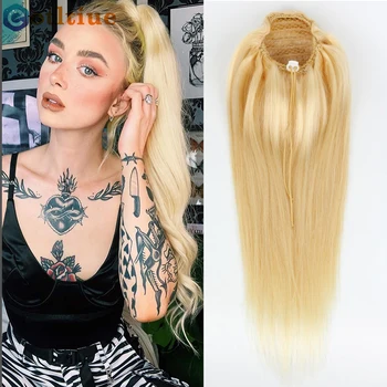613 Светлых волос с прямым завязывающимся конским хвостом на заколке для наращивания бразильских волос Remy для женщин 18-20 дюймов 120 г/комплект