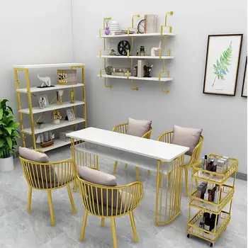 Маникюрный стол и набор стульев одноместный двойной Европейский Маникюрный стол Двухслойный стол золотой Маникюрный стол для маникюра в японском стиле