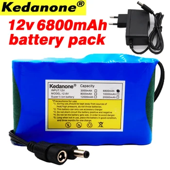 Kedanone Портативный Супер 18650 Перезаряжаемый литий-ионный аккумулятор емкостью 12 В постоянного тока 6800 мАч CCTV Cam Монитор Зарядное Устройство 12,6 В 1A