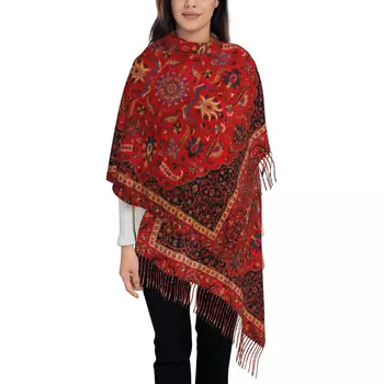 Шарф с кисточками для персидского ковра, женские Мягкие богемные этнические шали, обертывания, женские зимние шарфы