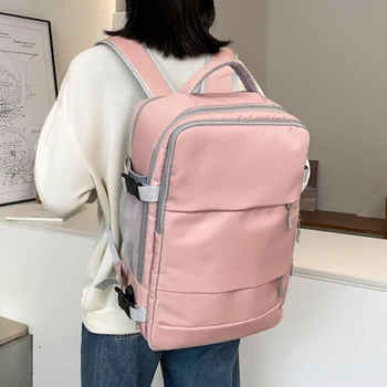 Женский рюкзак для путешествий, водоотталкивающий противоугонный Стильный повседневный рюкзак, сумка с багажным ремнем, USB-порт для зарядки, рюкзак