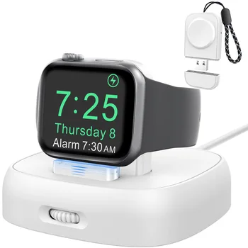 Подставка для зарядки часов Apple Watch, Док-станция для зарядки Apple Watch, Прикроватная Портативная зарядка 2-в-1
