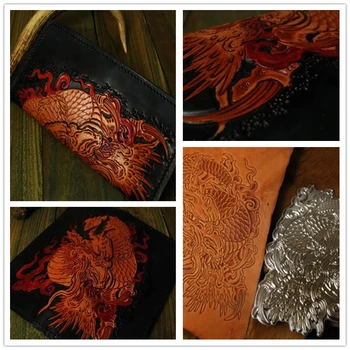 Ручная работа с рисунком дракона уникальный дизайн, инструменты для обработки кожи, перфораторы для вырезания штампов, ремесленная кожа с инструментами для резьбы по коже