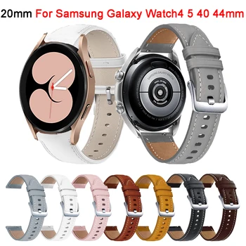 20 мм Кожаный Ремешок Для Смарт-Часов Samsung Galaxy Watch 4 5 Watch4 40 мм 44 мм Классический 46 мм 42 мм Сменный Ремешок Браслет Correa