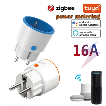 Беспроводная розетка Tuya Smart EU 16A color zigbee plug круглой формы smart life app для измерения мощности работает с alexa Google smartthings