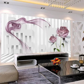 beibehang Пользовательские обои 3D papel de parede фреска квадратная хрустальная роза ТВ фон стены гостиная спальня обои фреска