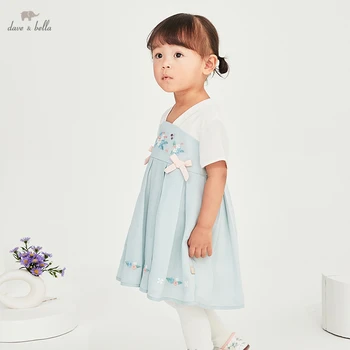 DBM17253 dave bella / летнее платье с вышивкой и бантом для маленьких девочек в китайском стиле, детское модное праздничное платье, детская одежда в стиле лолиты