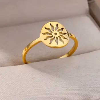 Кольца с полым цветком для женщин, кольцо из нержавеющей стали золотого цвета, женские модные украшения для пальцев, подарок, тренд 2023 года, Бесплатная доставка