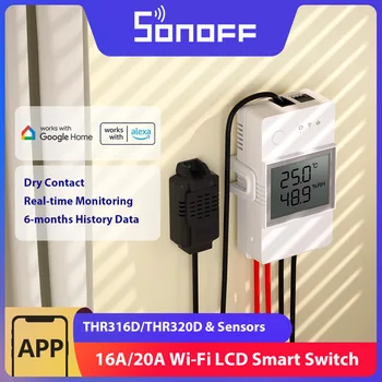 SONOFF THR316D / THR320D Интеллектуальный Переключатель Температуры И Влажности 16A /20A Сухой Контактный Выход Мониторинг ЖК-экрана через eWeLink Alexa