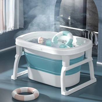 Большая бытовая детская ванночка для новорожденных Портативная ванна двойного назначения, складывающаяся для хранения, защита бассейна, ведро для ванны для шейки матки