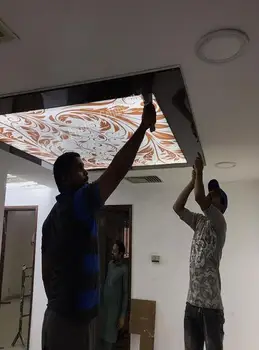 Пленка для натяжного потолка с абстрактными арабскими элементами Shengxi с УФ-печатью для украшения дома