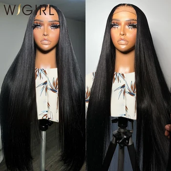 Wigirl 30-32 дюйма, прямые парики из человеческих волос на кружеве 13x6, Прозрачный парик на кружеве 13x4, Бразильский парик с застежкой Remy 4x4 для женщин