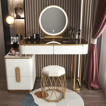 Светодиодные Зеркала Лакированный Туалетный столик Освещение выдвижных ящиков Туалетный столик для макияжа Комоды для гостиной Kaptafel Мебель для дома