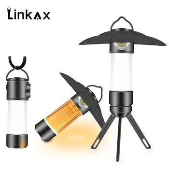 Светодиодные походные фонари Type C USB, перезаряжаемая Уличная лампа для палатки, Портативный Аварийный фонарик, Подвесной светильник, Магнитный Рабочий светильник
