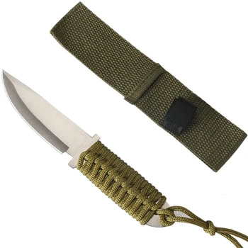 Маленький прямой нож с лезвием из нержавеющей стали для наружного использования, веревочный нож для выживания в горах, верховой езды, кемпинга
