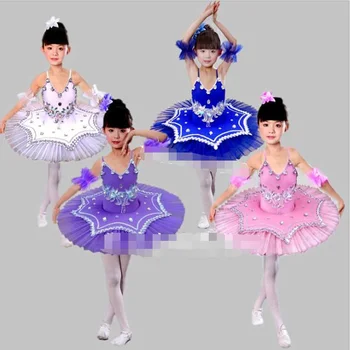 Профессиональные балетные Костюмы Для детей, Белый/Синий/Розовый Балетный костюм 